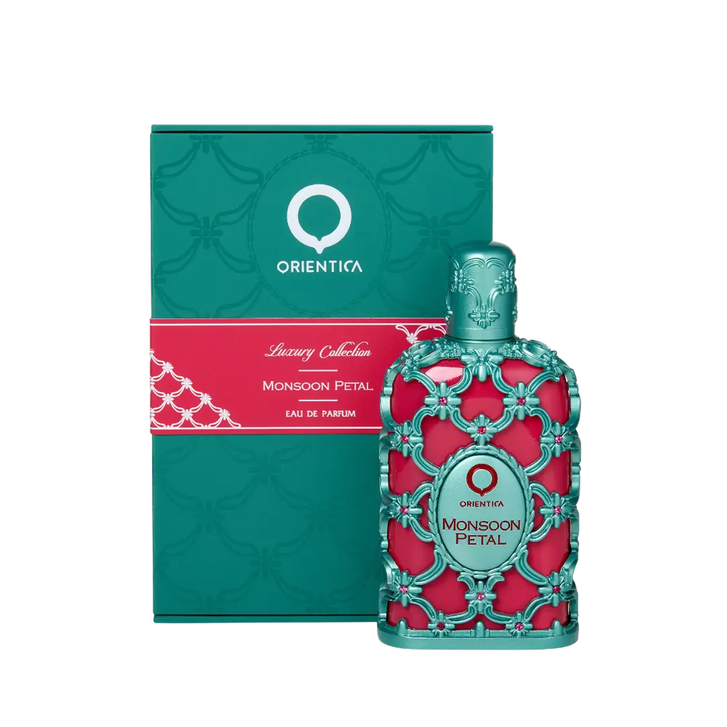 Orientica Monsoon Petal Eau de Parfum 2.7 Oz 80 mL bottle and box