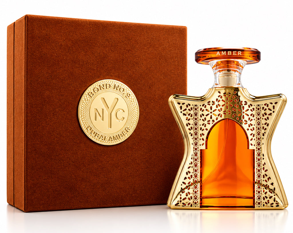 Bond No. 9 Dubai Amber 3.3 Oz Eau de Parfum bottle with retail box