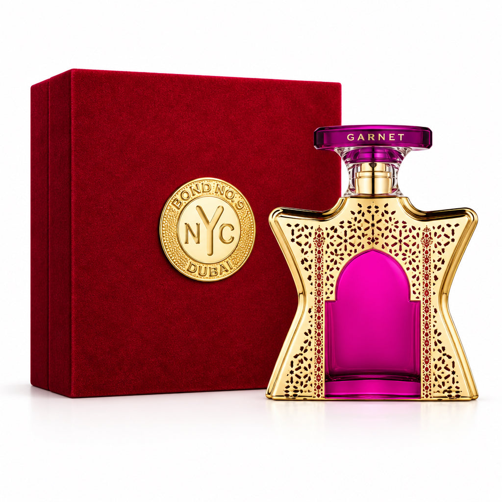 Bond No. 9 Dubai Garnet 3.3 Oz Eau de Parfum bottle with retail box