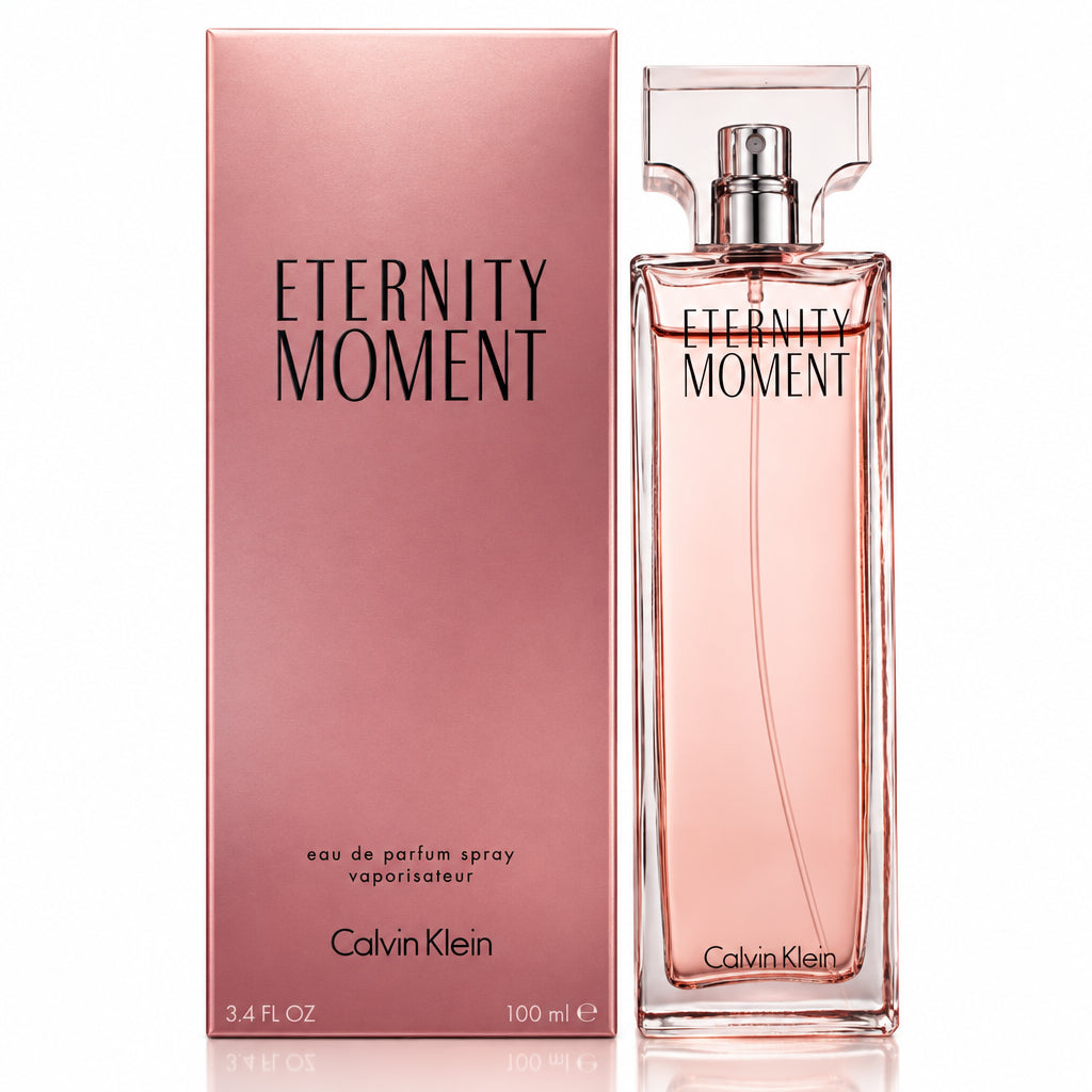 Calvin Klein Eternity Moment Eau de Parfum 3.4 Oz Women's bottle and box