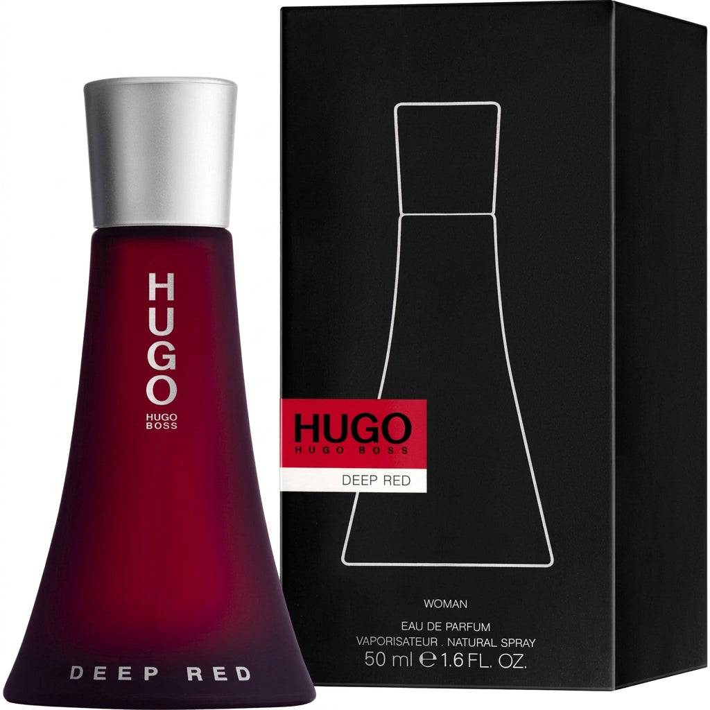 Hugo Boss Deep Red EDP 1.6 Oz bottle and box