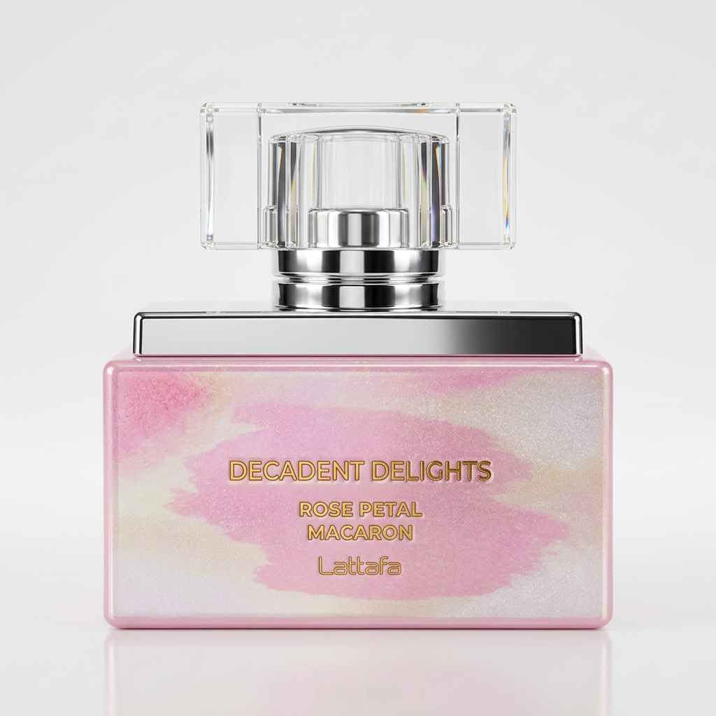 Lattafa Decadent Delights Rose Petal Macaron 1.7 Oz bottle