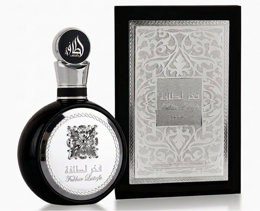 Lattafa Fakhar Black 3.4 Oz bottle and box