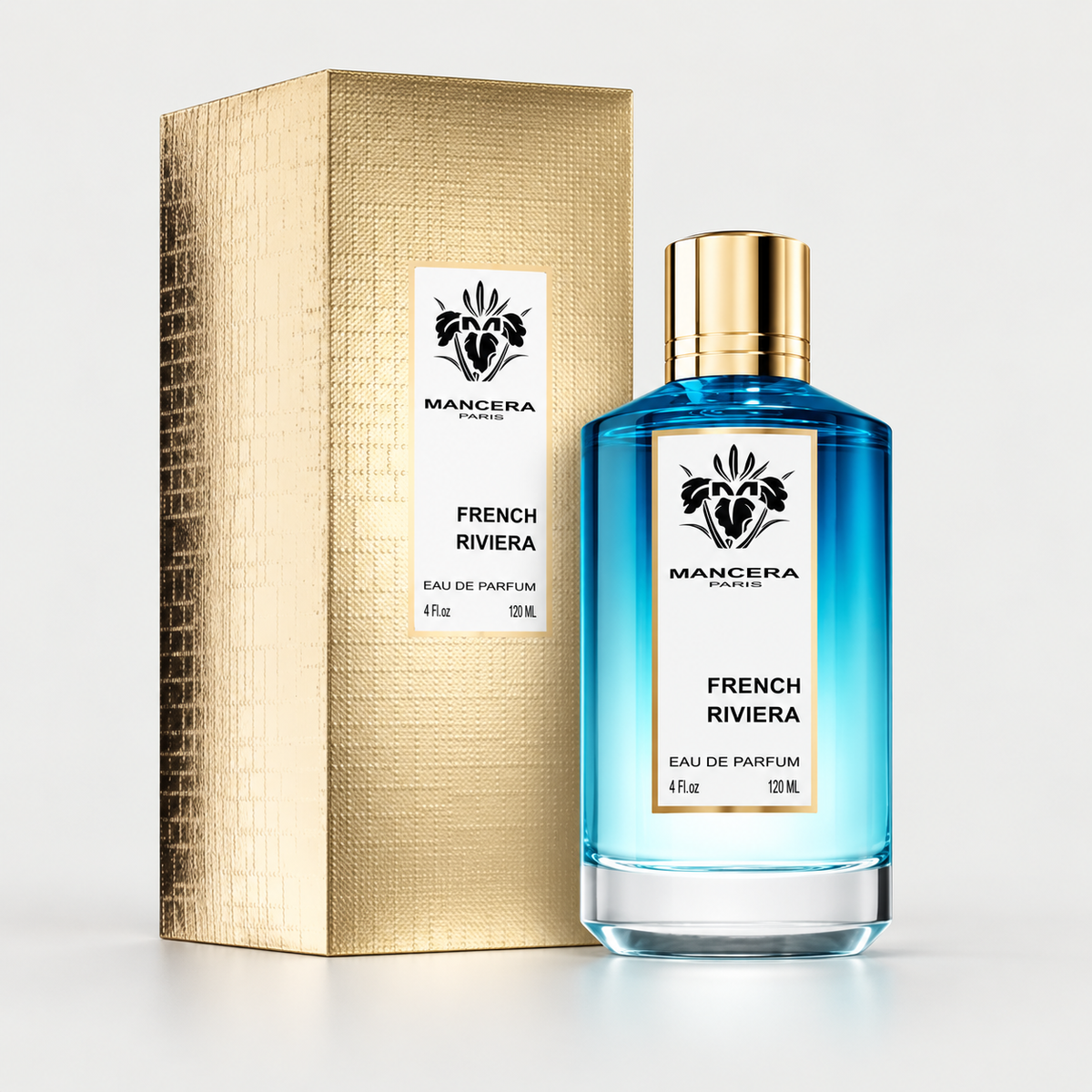 Mancera French Riviera Eau de Parfum 4.0 Oz bottle with retail box