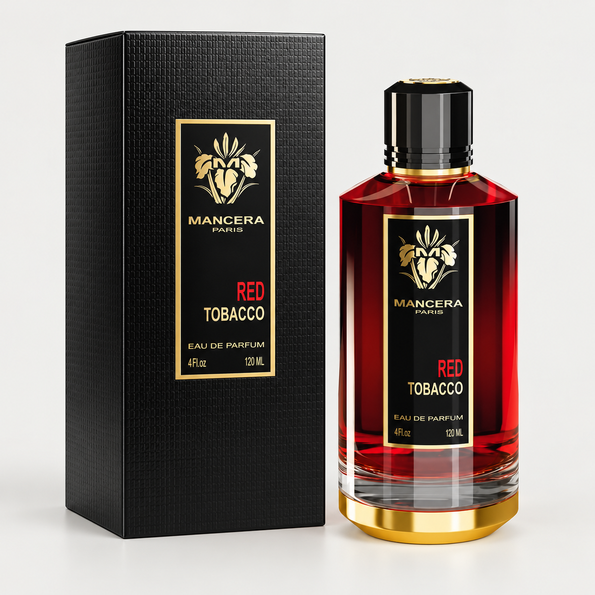 Mancera Red Tobacco Eau de Parfum 4.0 Oz bottle with retail box