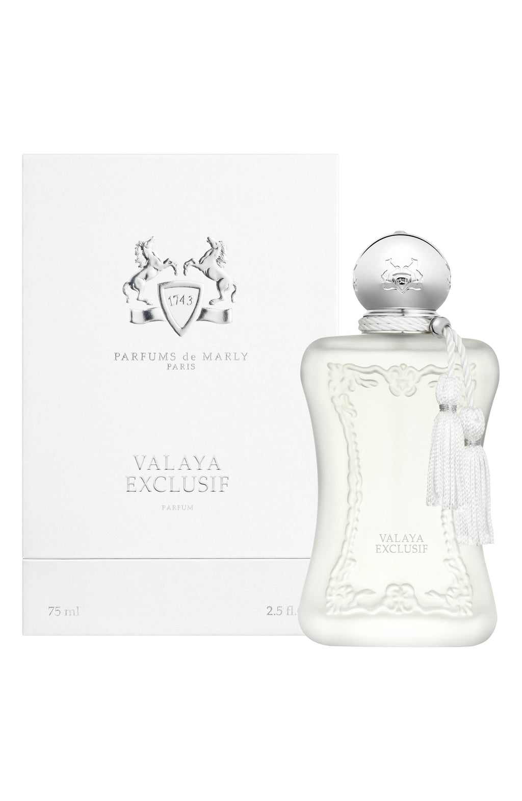 Parfums de Marly Valaya Exclusif 2.5 Oz bottle with matching retail box