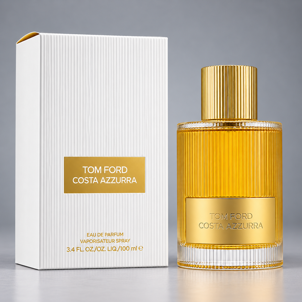 Tom Ford Costa Azzurra Eau de Parfum 3.4 oz correct fluted gold bottle and white box