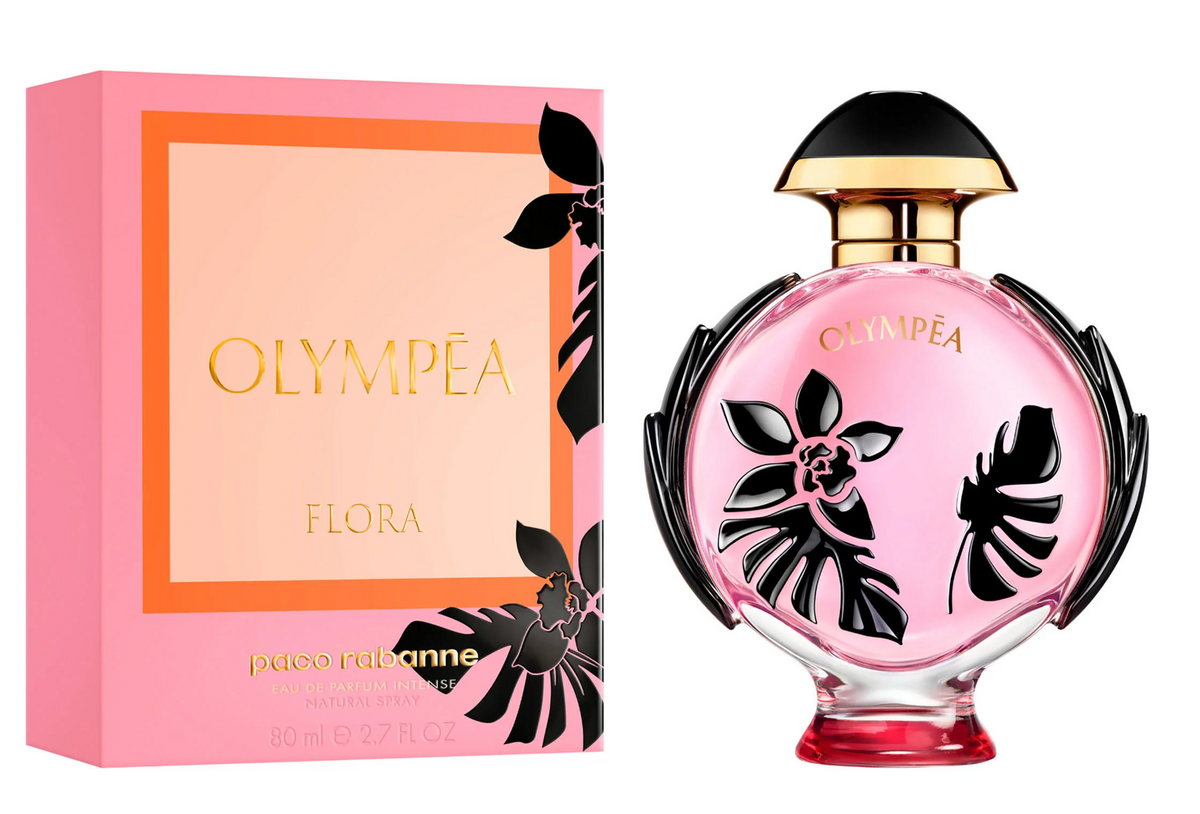 Olympea Flora EDP Intense 2.7 Oz bottle and box