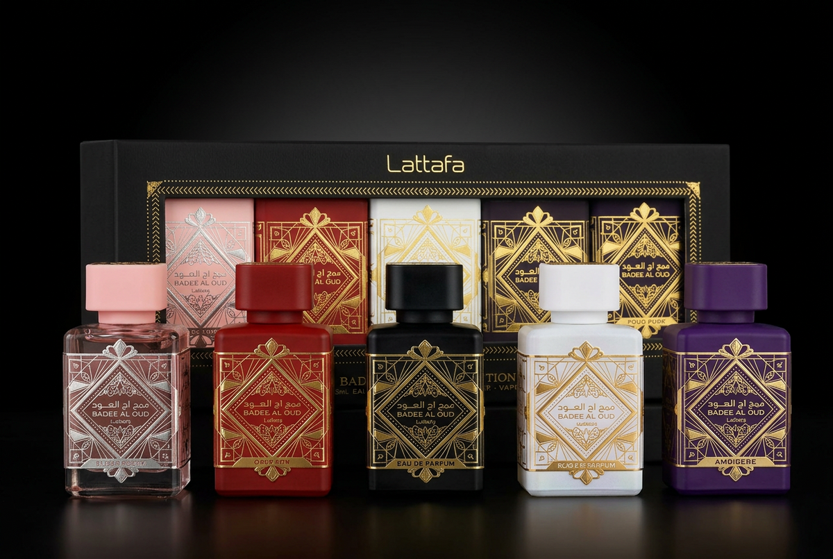 Lattafa Badee Al Oud Collection Eau de Parfum Gift Set – Unisex – 5 x 0.17 oz