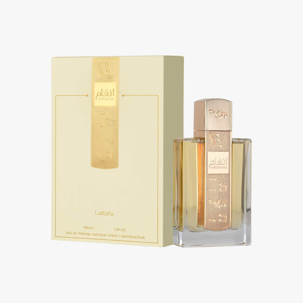 Lattafa Angham Eau de Parfum – 3.4 Oz – Unisex bottle and packaging